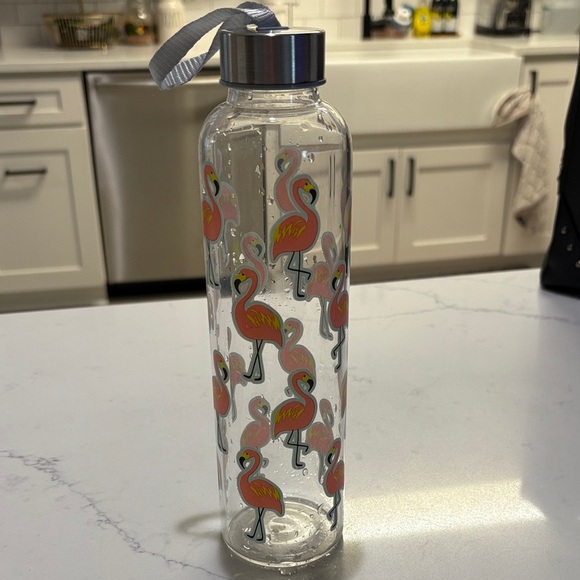 Flamingo Print Glass Water Bottle - Picture 3 of 4